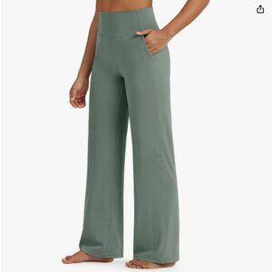 High Stretch Yoga Pants Women Soft High Waisted Casual Wide Leg Pants w/Pocket